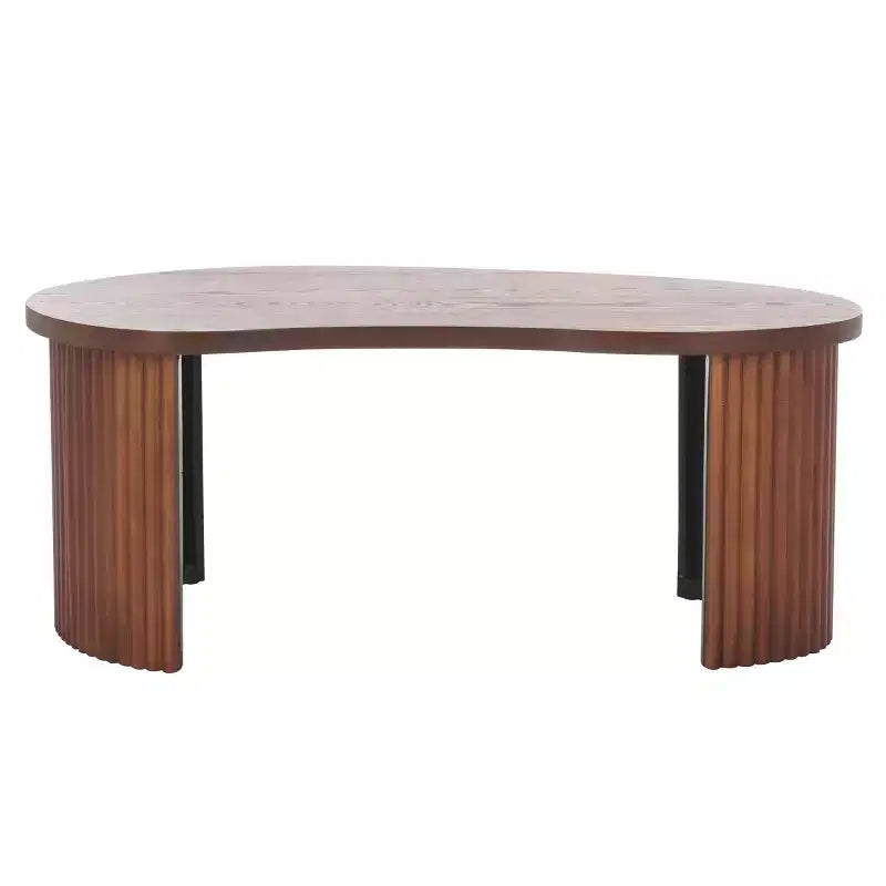Oval Coffee Table with Wood Veneer and Painted Finish, MDF Frame, 100 lbs Capacity