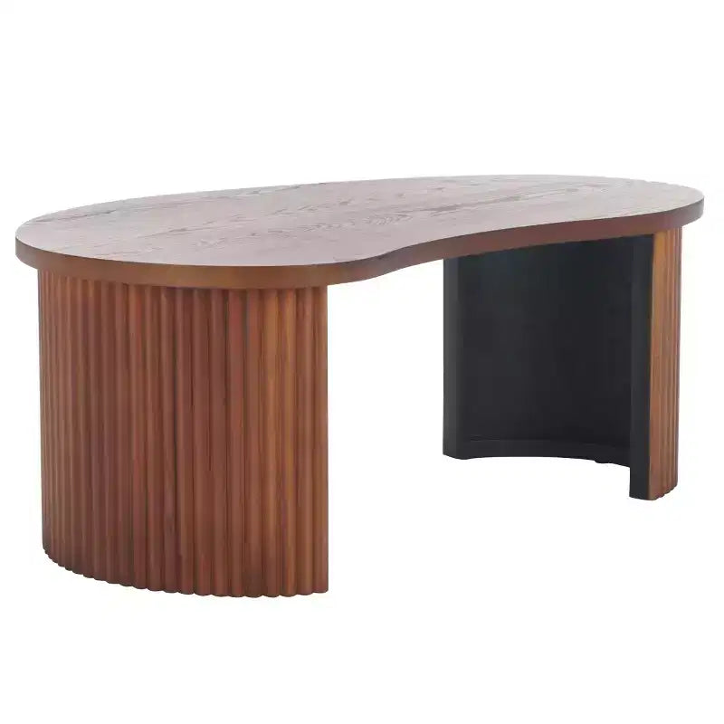 Oval Coffee Table with Wood Veneer and Painted Finish, MDF Frame, 100 lbs Capacity