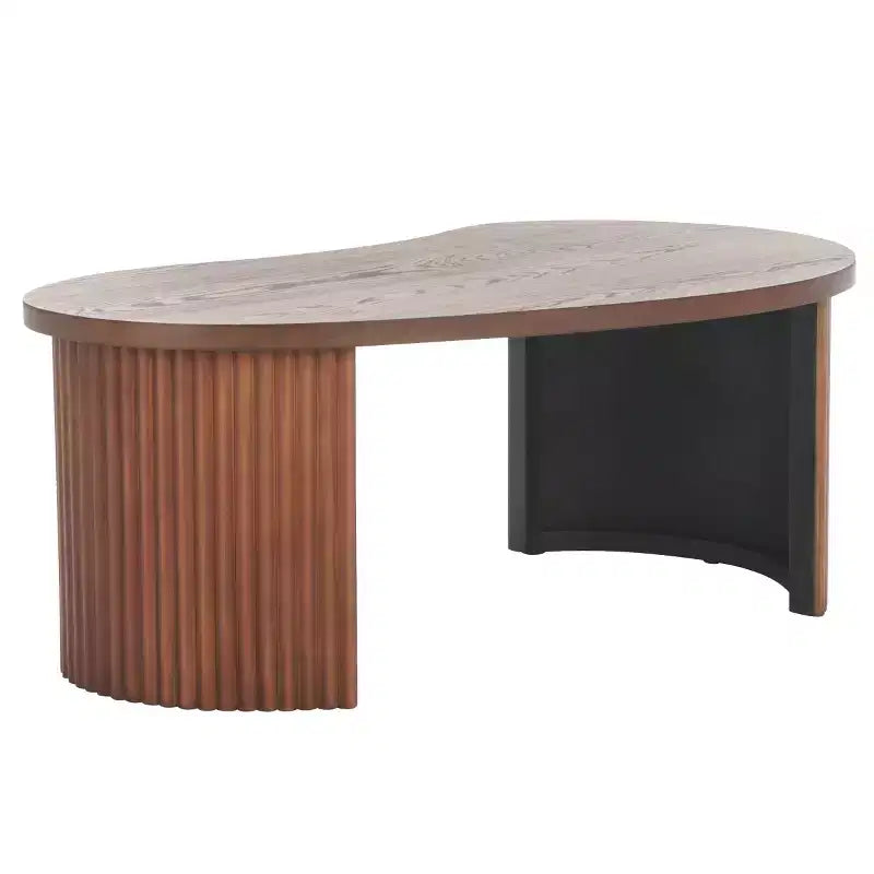 Oval Coffee Table with Wood Veneer and Painted Finish, MDF Frame, 100 lbs Capacity