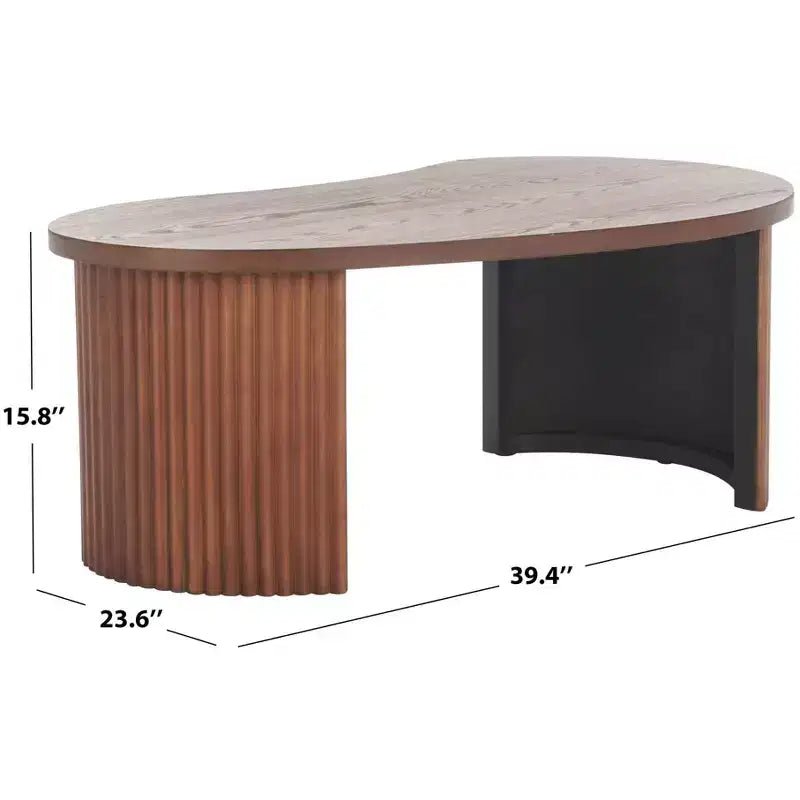 Oval Coffee Table with Wood Veneer and Painted Finish, MDF Frame, 100 lbs Capacity