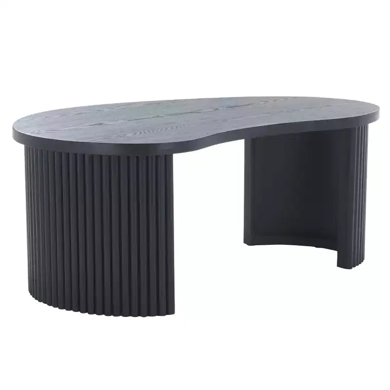 Oval Coffee Table with Wood Veneer and Painted Finish, MDF Frame, 100 lbs Capacity