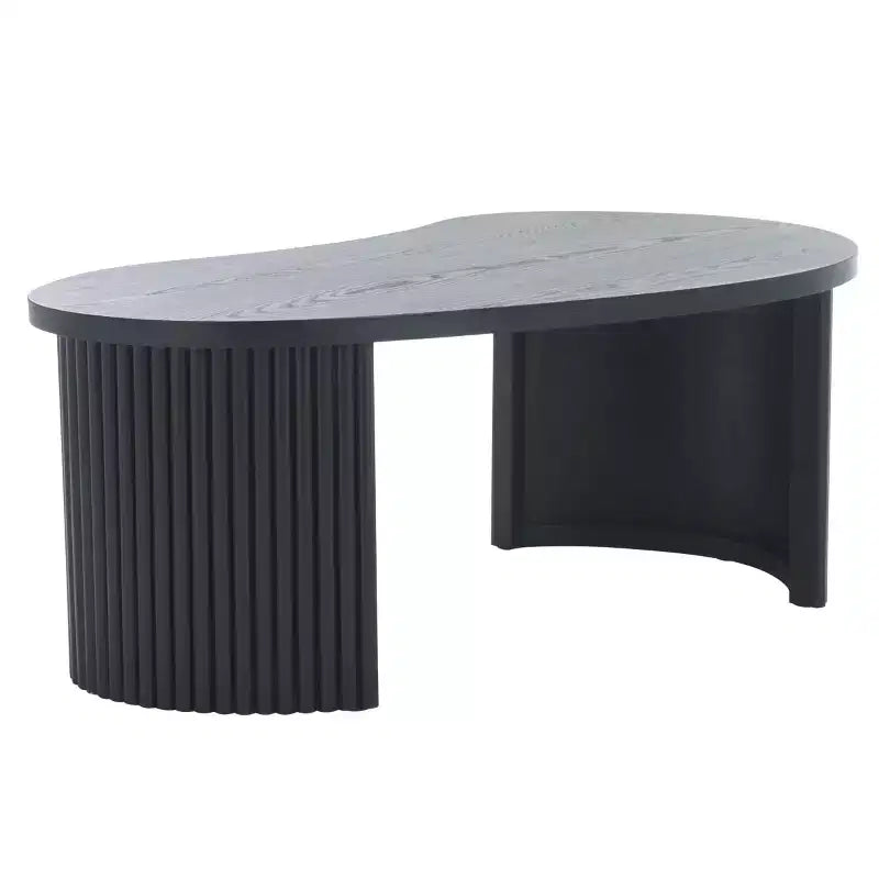 Oval Coffee Table with Wood Veneer and Painted Finish, MDF Frame, 100 lbs Capacity