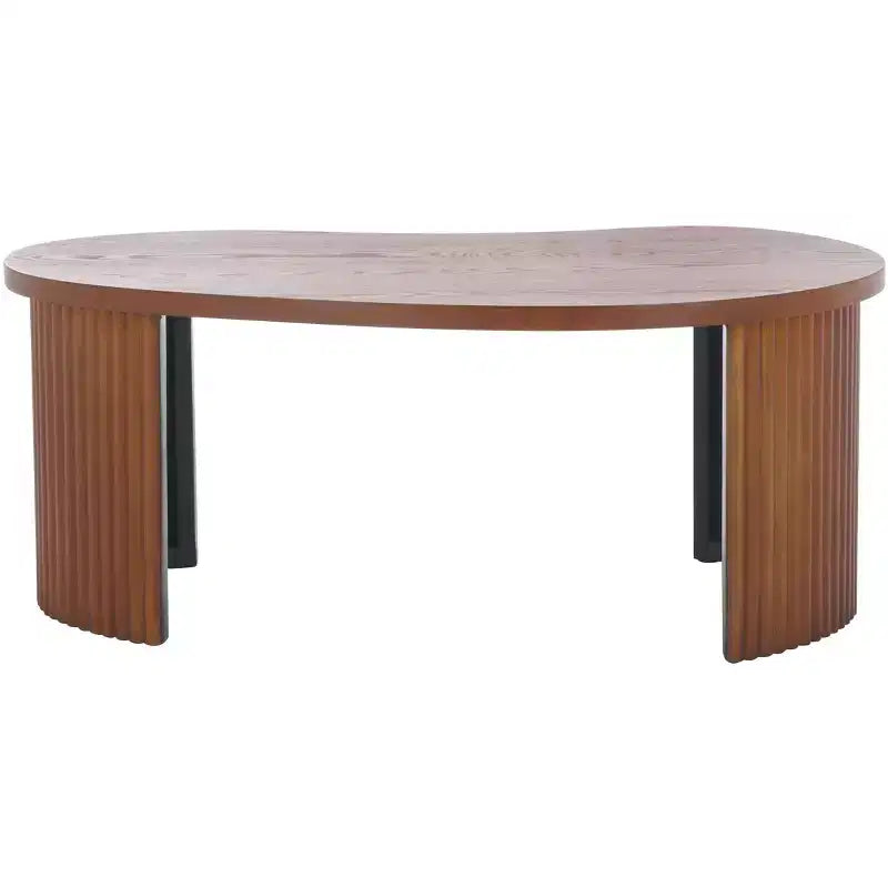 Oval Coffee Table with Wood Veneer and Painted Finish, MDF Frame, 100 lbs Capacity