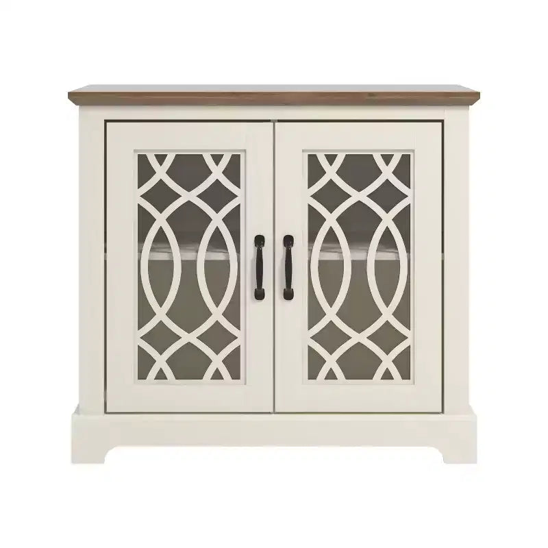 2-Door Accent Cabinet with Acrylic Panels and Adjustable Shelf, 32.4 Inch Wide