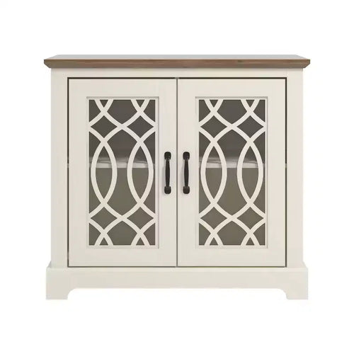 2-Door Accent Cabinet with Acrylic Panels and Adjustable Shelf, 32.4 Inch Wide