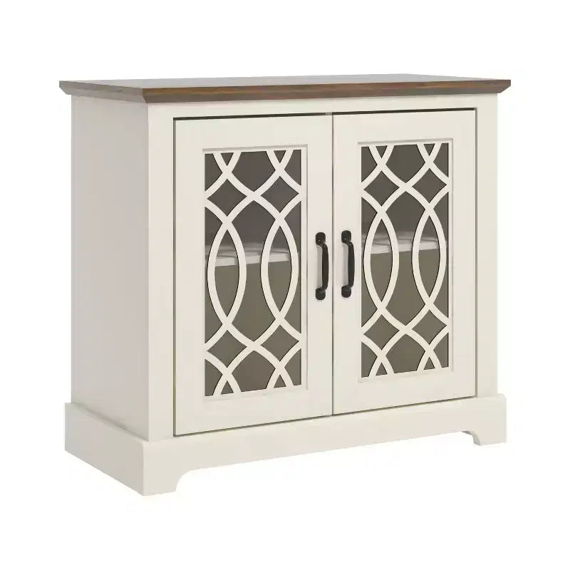 2-Door Accent Cabinet with Acrylic Panels and Adjustable Shelf, 32.4 Inch Wide