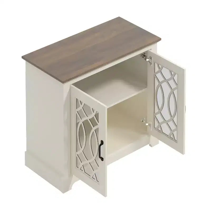 2-Door Accent Cabinet with Acrylic Panels and Adjustable Shelf, 32.4 Inch Wide