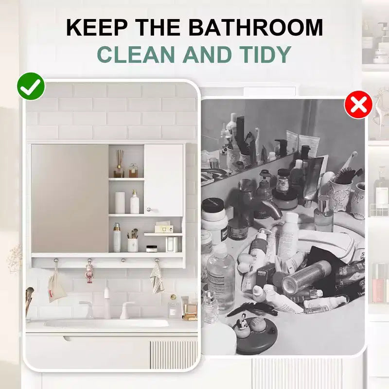 36-Inch Wall Mounted Bathroom Medicine Cabinet with Mirror Door and Adjustable Shelf, White