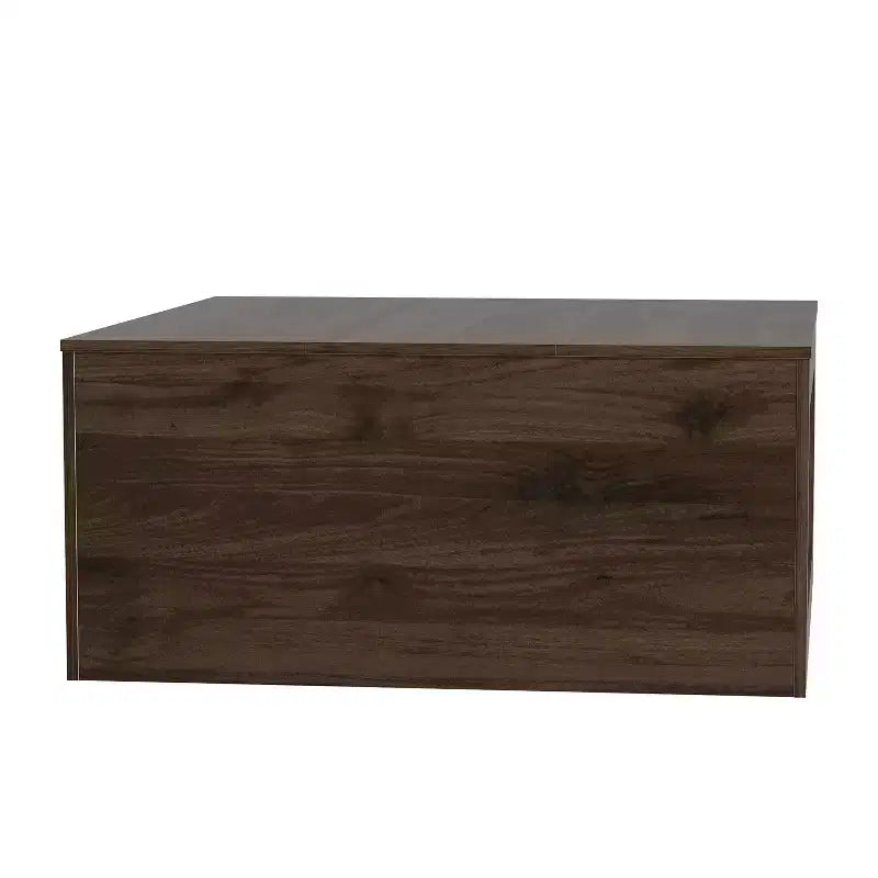 Square Coffee Table with Curved Cut-Out Storage Shelf, Two-Tone Wood Finish, 34.8 Inch