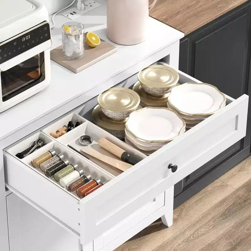 63-Inch Kitchen Pantry Cabinet with Microwave Shelf, Drawers and Charging Station