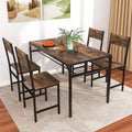 Set of 4 Industrial Dining Chairs with Metal Legs, Slanted Back and Wide Seat