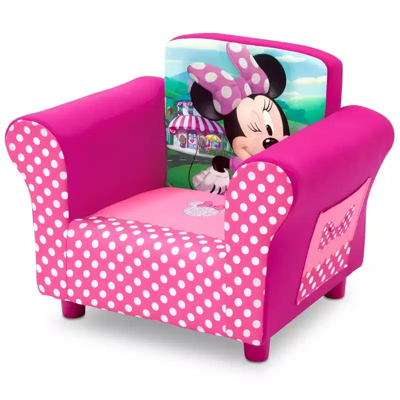 Kids Upholstered Arm Chair with Storage Pockets, Hardwood Frame for Ages 3-6