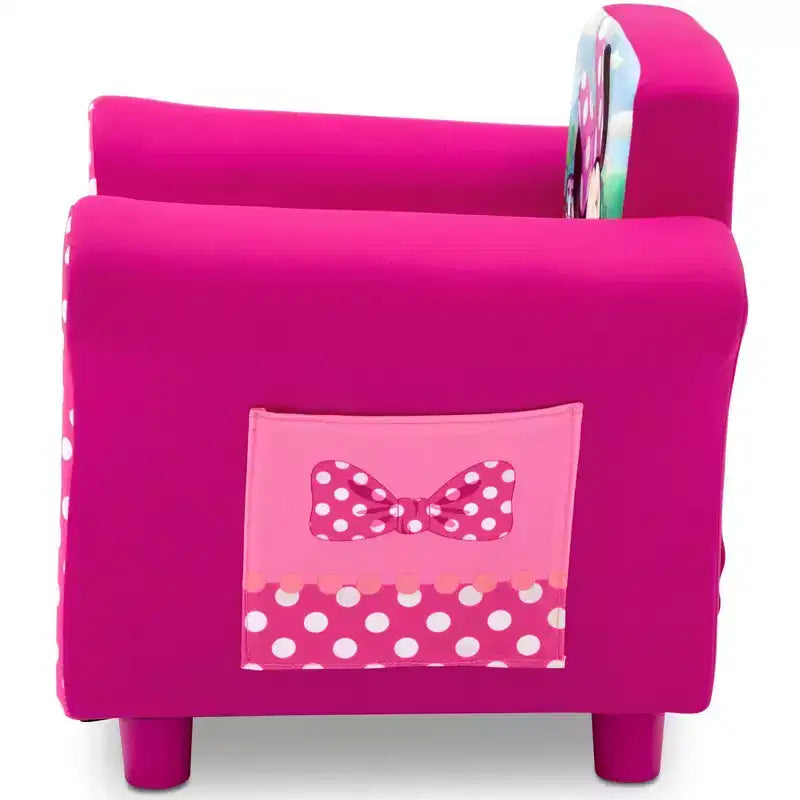 Kids Upholstered Arm Chair with Storage Pockets, Hardwood Frame for Ages 3-6