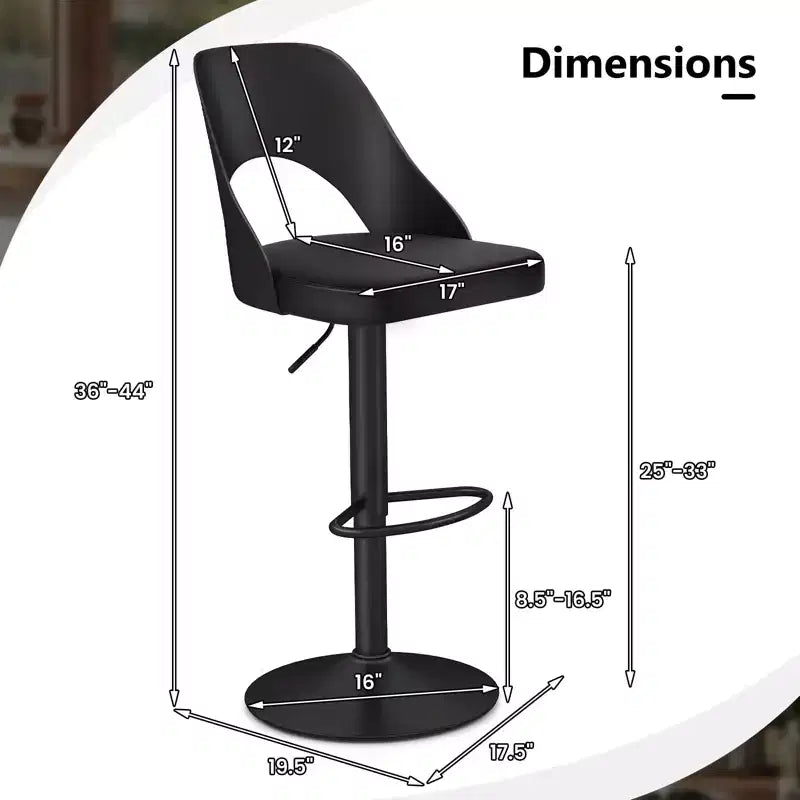 Set of 2 Swivel Bar Stools with PU Leather Seat, Adjustable Height and Widened Footrest