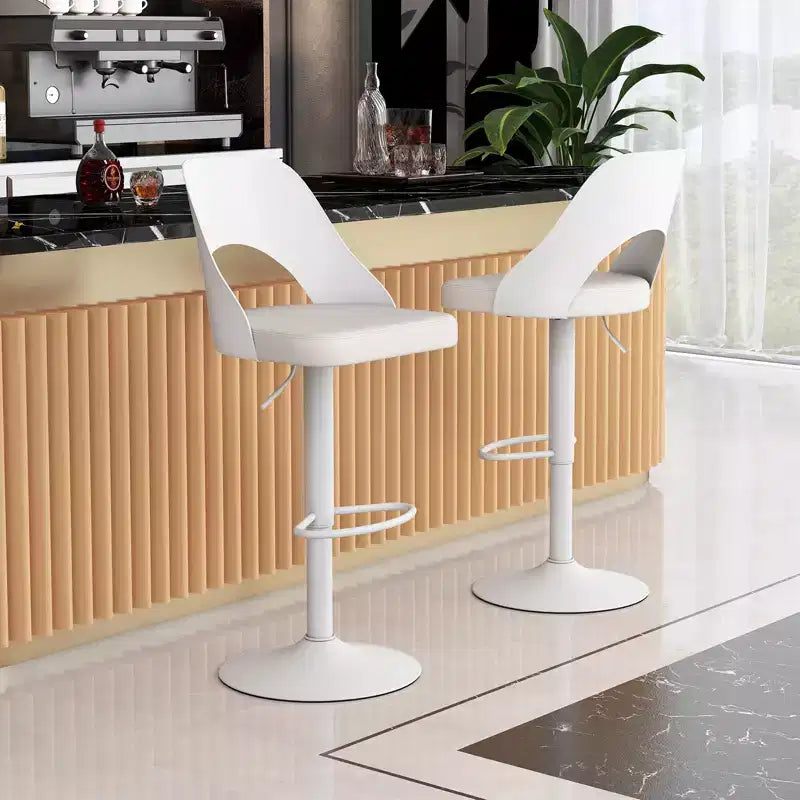 Set of 2 Swivel Bar Stools with PU Leather Seat, Adjustable Height and Widened Footrest