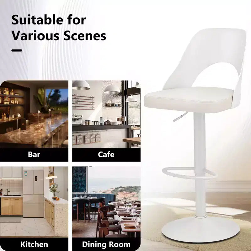 Set of 2 Swivel Bar Stools with PU Leather Seat, Adjustable Height and Widened Footrest