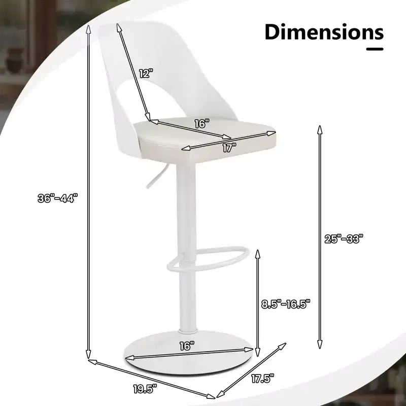 Set of 2 Swivel Bar Stools with PU Leather Seat, Adjustable Height and Widened Footrest