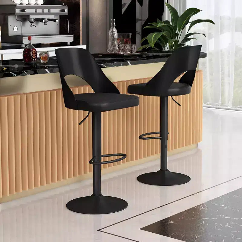 Set of 2 Swivel Bar Stools with PU Leather Seat, Adjustable Height and Widened Footrest