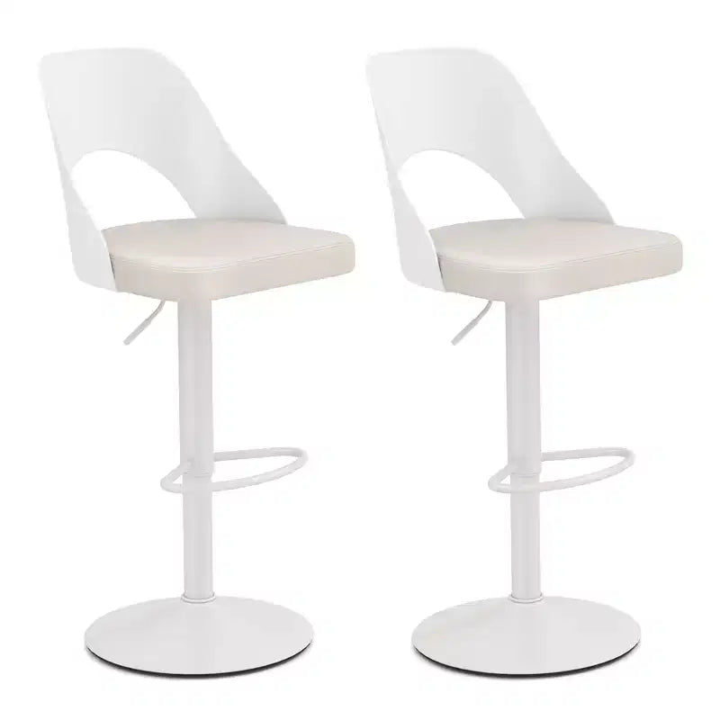 Set of 2 Swivel Bar Stools with PU Leather Seat, Adjustable Height and Widened Footrest