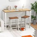 Set of 2 Saddle Counter Height Stools with Acacia Wood Seat and Rubber Wood Footrests, 24.5 Inch