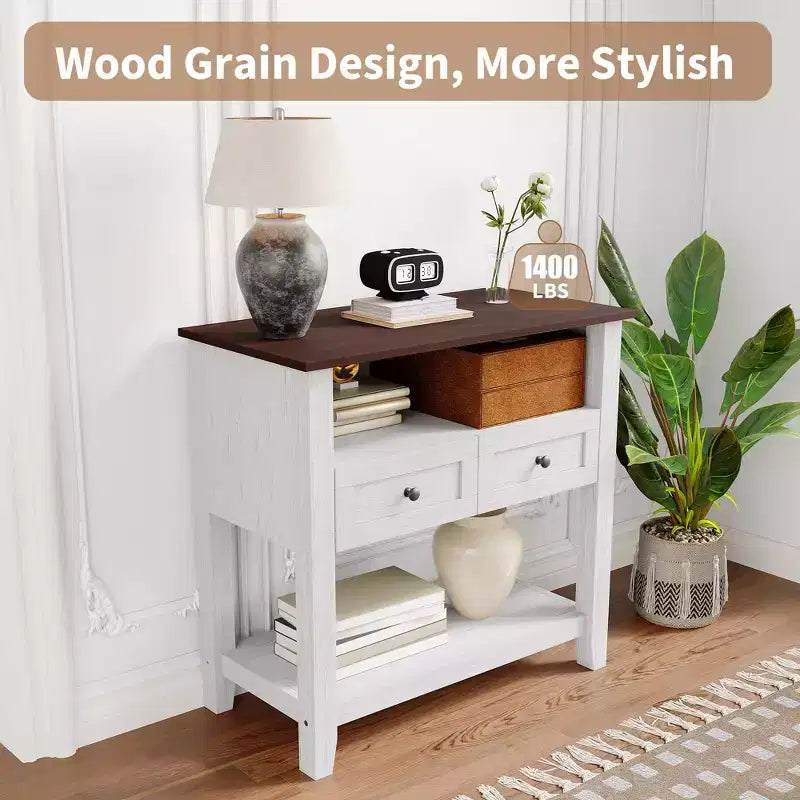 Wooden Aquarium Stand for 20-29 Gallon Fish Tank with 2 Drawers and Charging Strip