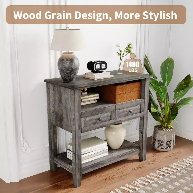 Wooden Aquarium Stand for 20-29 Gallon Fish Tank with 2 Drawers and Charging Strip