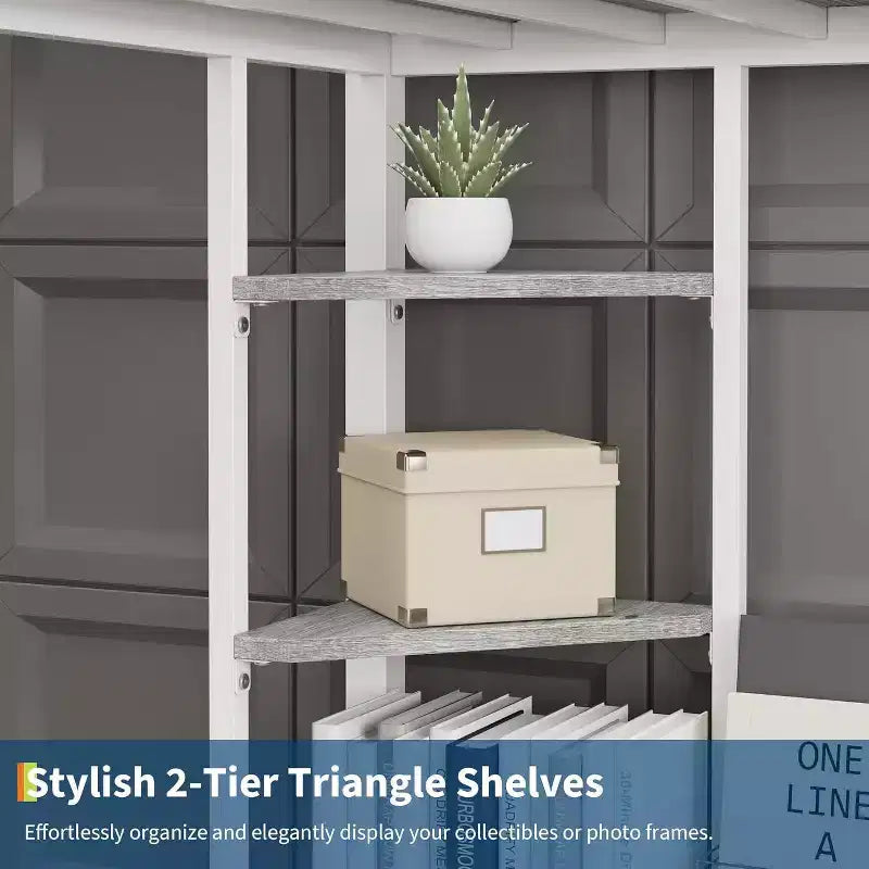 Twin Size Loft Bed with Desk and Storage Shelves, Metal Frame with Ladder and Safety Guardrail