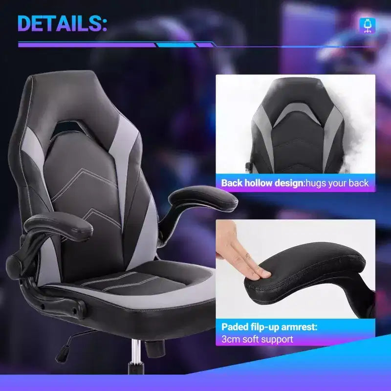 Ergonomic Gaming Chair with S-Shaped Backrest, Rocking Mode and Adjustable Height