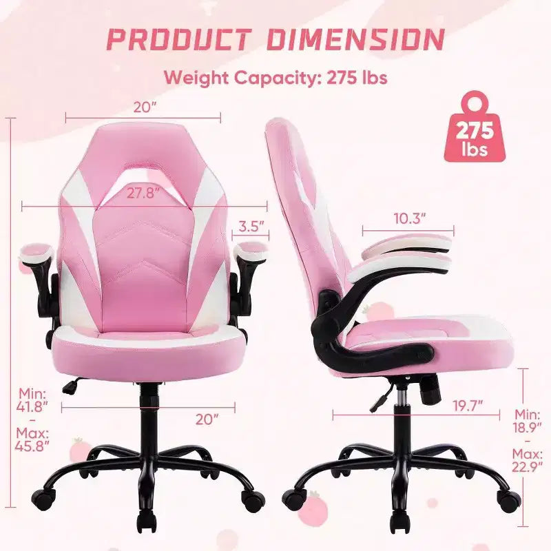 Ergonomic Gaming Chair with S-Shaped Backrest, Rocking Mode and Adjustable Height