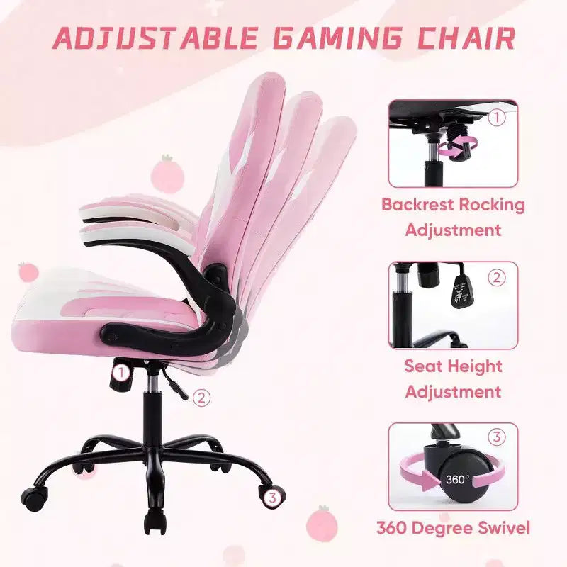 Ergonomic Gaming Chair with S-Shaped Backrest, Rocking Mode and Adjustable Height