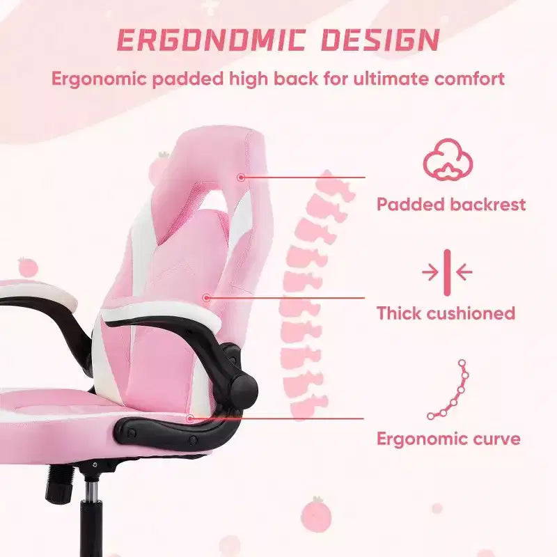 Ergonomic Gaming Chair with S-Shaped Backrest, Rocking Mode and Adjustable Height