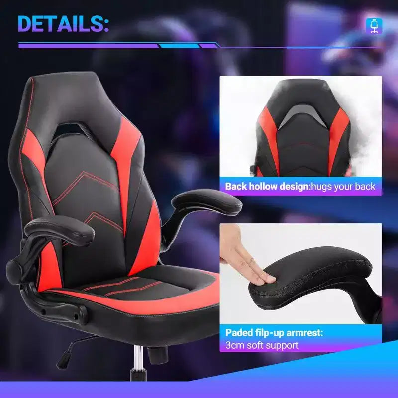 Ergonomic Gaming Chair with S-Shaped Backrest, Rocking Mode and Adjustable Height