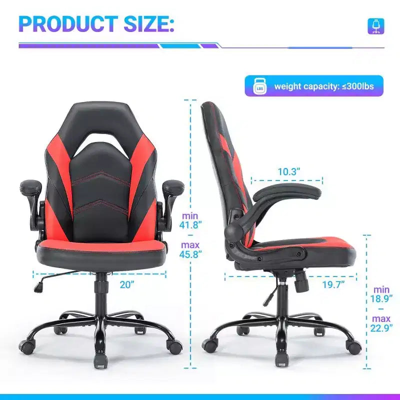 Ergonomic Gaming Chair with S-Shaped Backrest, Rocking Mode and Adjustable Height