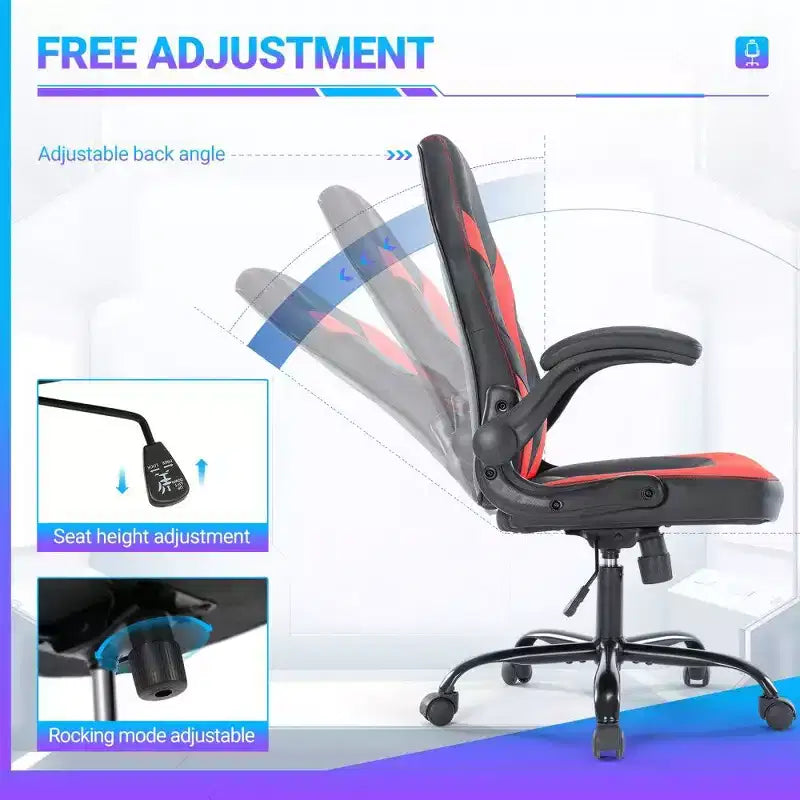 Ergonomic Gaming Chair with S-Shaped Backrest, Rocking Mode and Adjustable Height