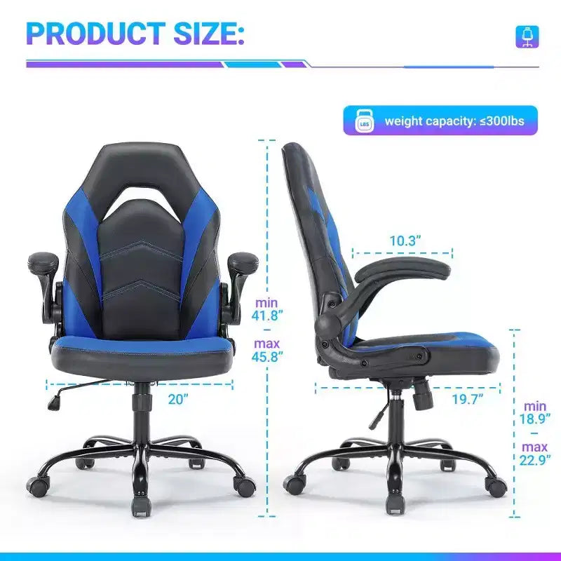Ergonomic Gaming Chair with S-Shaped Backrest, Rocking Mode and Adjustable Height