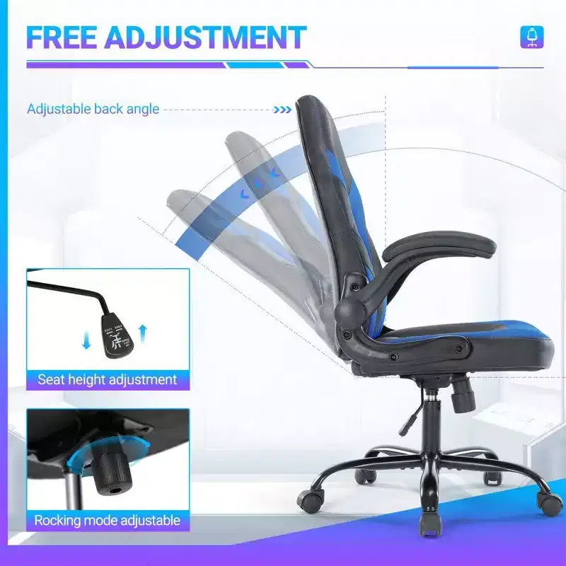 Ergonomic Gaming Chair with S-Shaped Backrest, Rocking Mode and Adjustable Height