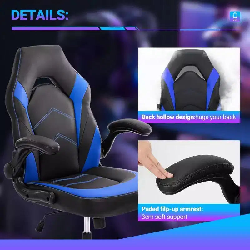 Ergonomic Gaming Chair with S-Shaped Backrest, Rocking Mode and Adjustable Height
