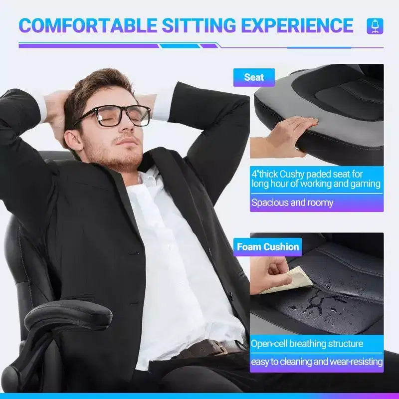 Ergonomic Gaming Chair with S-Shaped Backrest, Rocking Mode and Adjustable Height