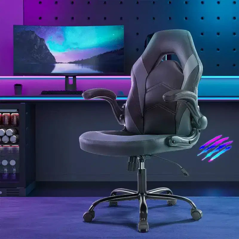 Ergonomic Gaming Chair with S-Shaped Backrest, Rocking Mode and Adjustable Height