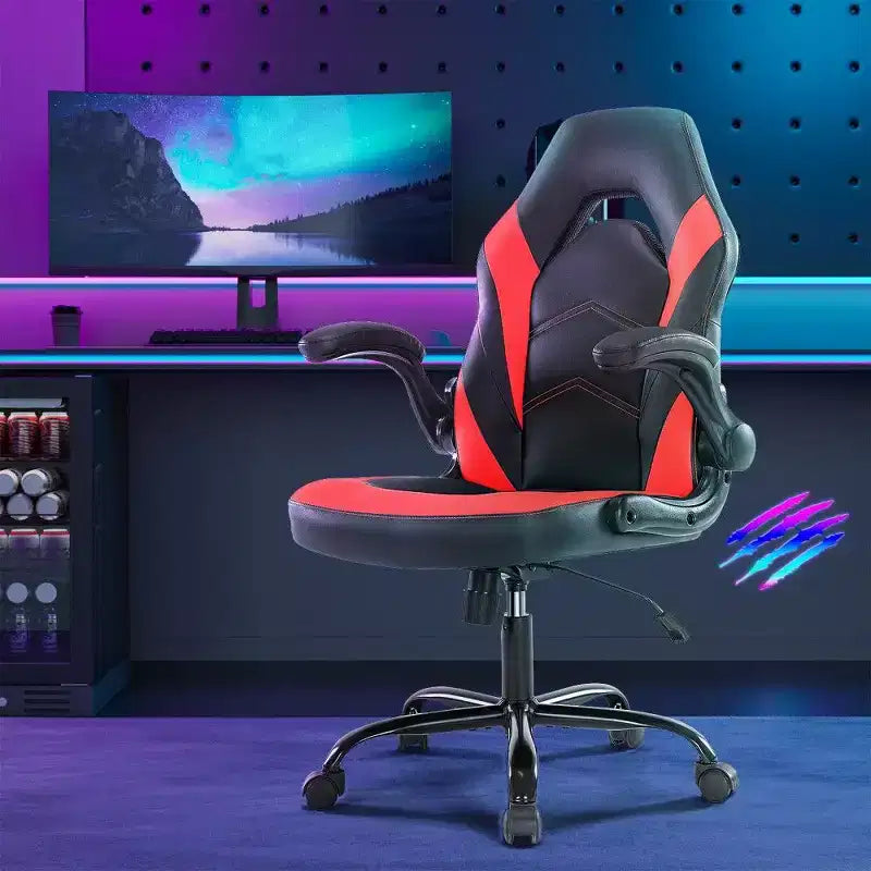 Ergonomic Gaming Chair with S-Shaped Backrest, Rocking Mode and Adjustable Height
