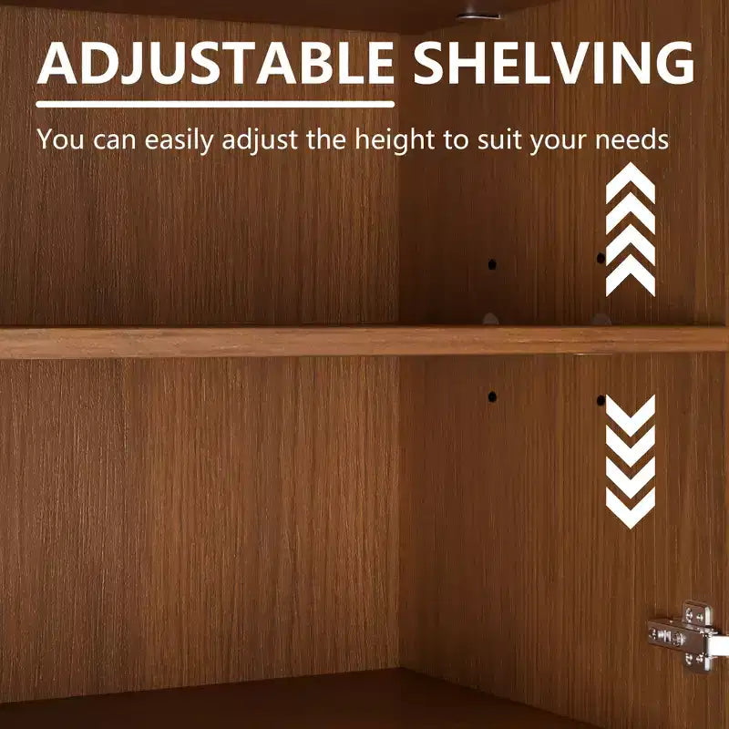 3-Door Sideboard Buffet Storage Cabinet with Adjustable Shelves, Modular Wooden Design
