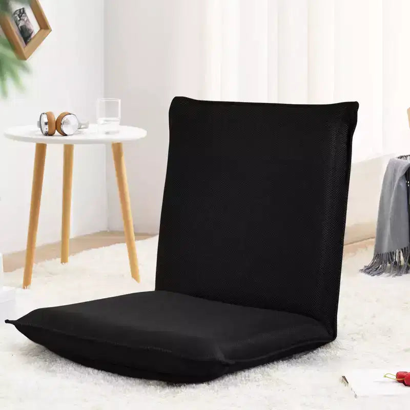 Adjustable Floor Chair with 6-Position Backrest, Cushioned Lounger Recliner, Black