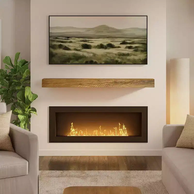 72-Inch Rustic Solid Pine Floating Fireplace Mantel Shelf, 60 lbs Capacity