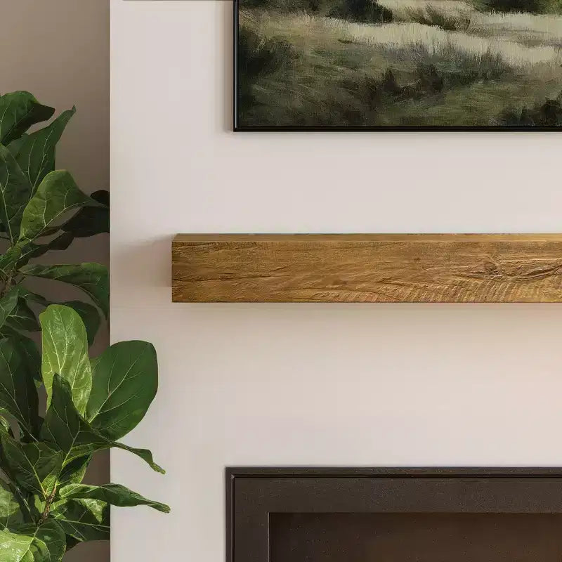 72-Inch Rustic Solid Pine Floating Fireplace Mantel Shelf, 60 lbs Capacity