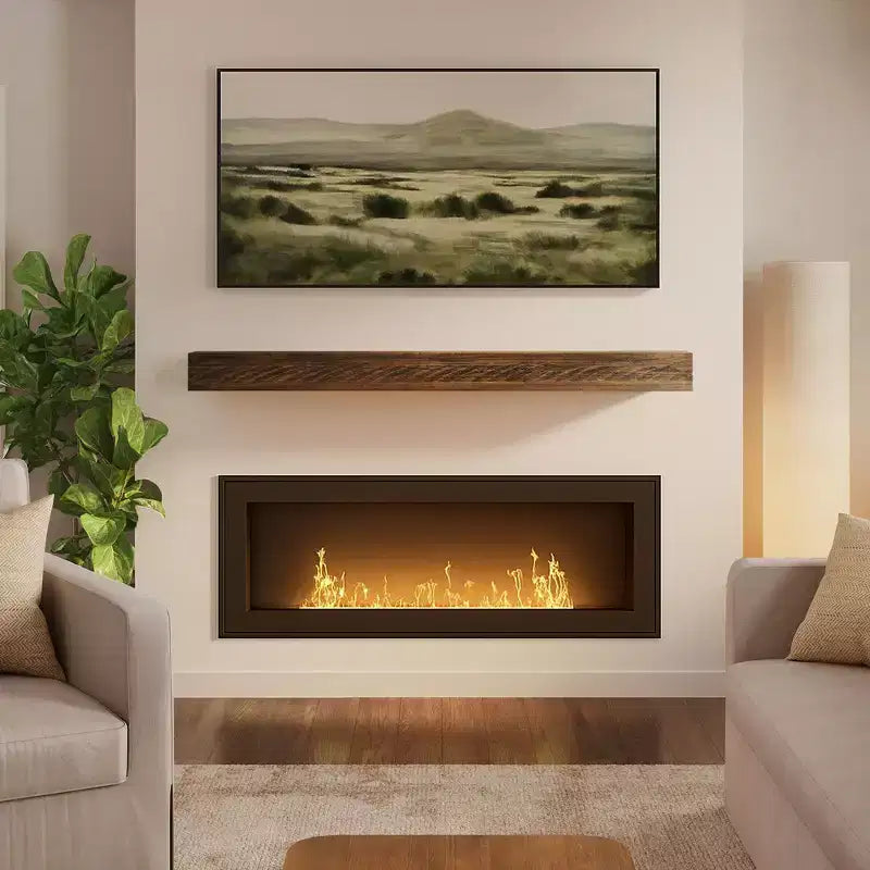 72-Inch Rustic Solid Pine Floating Fireplace Mantel Shelf, 60 lbs Capacity
