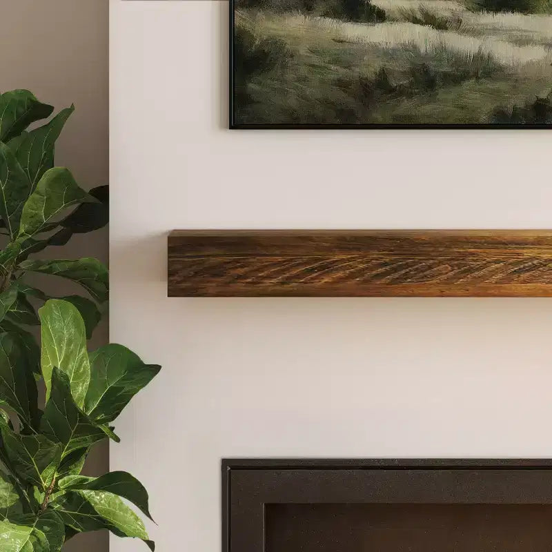 72-Inch Rustic Solid Pine Floating Fireplace Mantel Shelf, 60 lbs Capacity