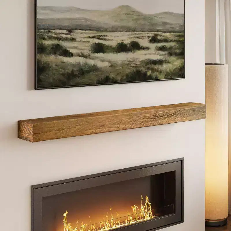 72-Inch Rustic Solid Pine Floating Fireplace Mantel Shelf, 60 lbs Capacity
