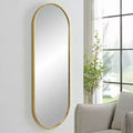 60x22-Inch Tall Oval Gold Metal Wall Mirror, Vertical or Horizontal Mount