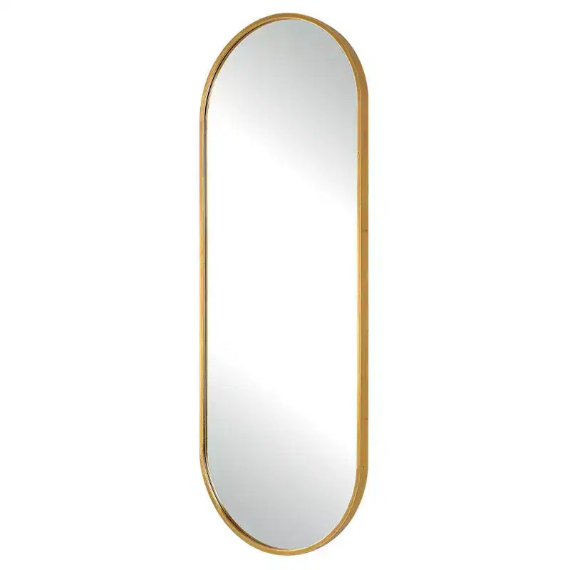 60x22-Inch Tall Oval Gold Metal Wall Mirror, Vertical or Horizontal Mount