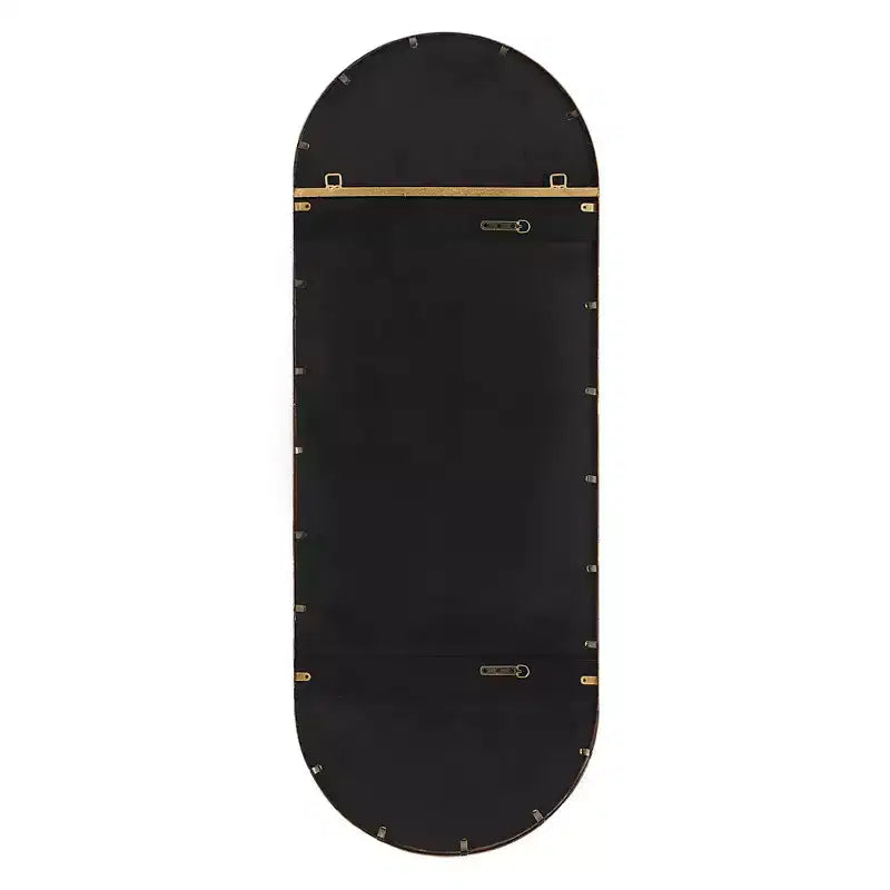 60x22-Inch Tall Oval Gold Metal Wall Mirror, Vertical or Horizontal Mount